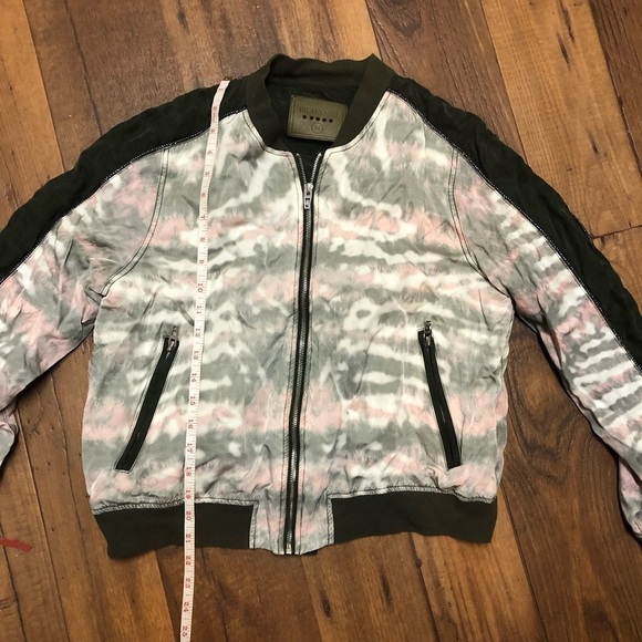 BlankNYC Green Pink Tie Dye Bomber Jacket Medium B - Picture 5 of 7